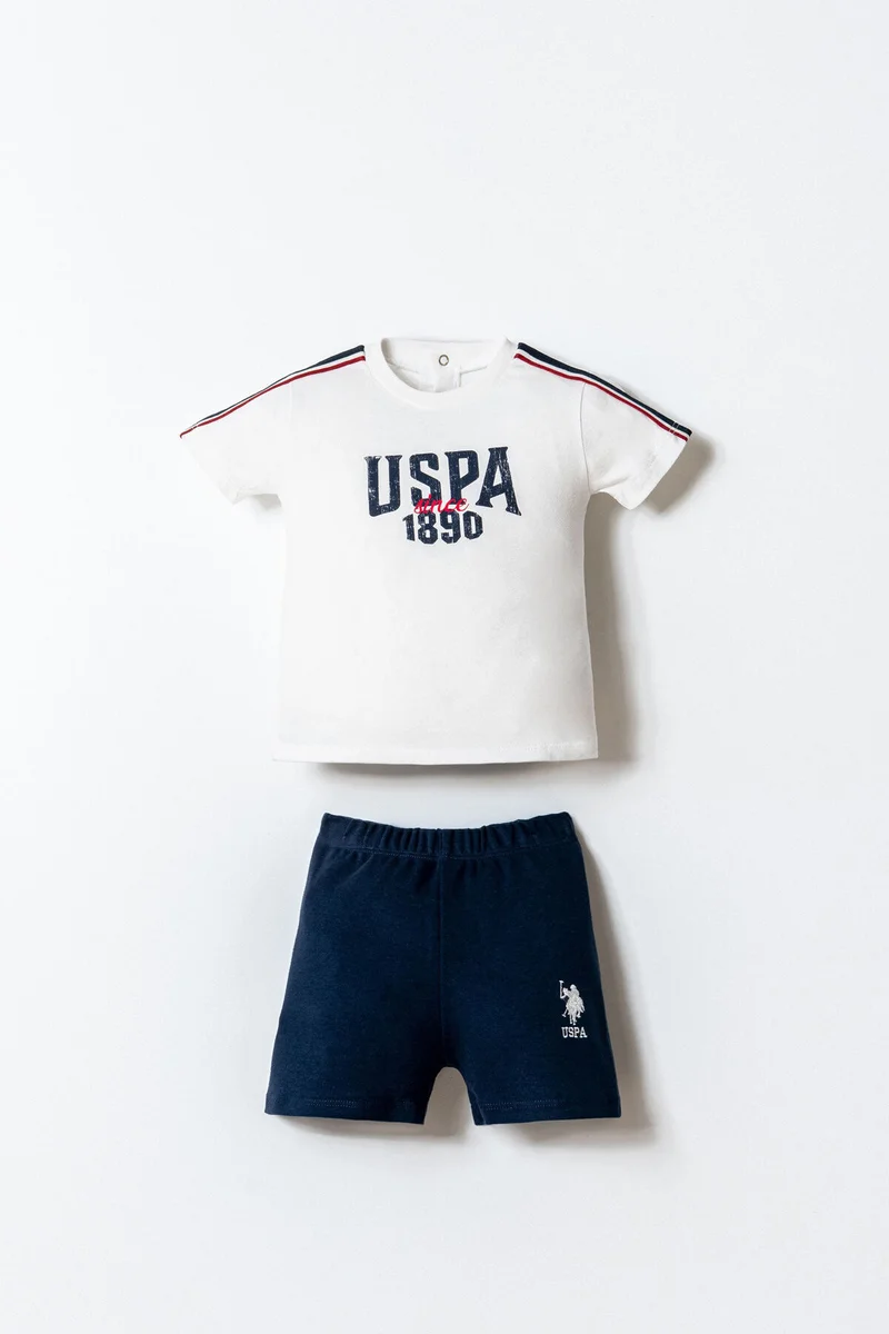 يو اس بولو اسن U.S. Polo Assn. Baby Boys White Shorts Set